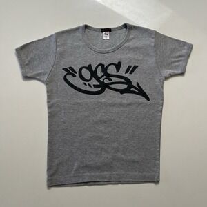 Vintage Gas Womens Graffiti t shirt baby tee womens size Medium Grey